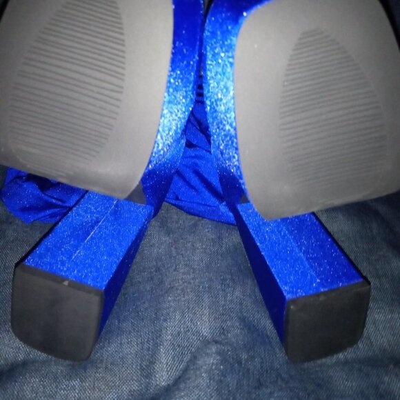 AZALEA WANG " HOLLYWOOD LIMELIGHT" STRETCH CHUNKY HEEL PANT BOOT (BRAND NEW !) - Picture 6 of 7